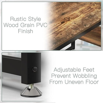 L Shaped Desk, Office Computer Corner Desk, 55 inch Home Gaming Desk Table, Writing Study Workstation with Storage Shelves for Home Office, Space-Saving, Industrial, Rustic Brown