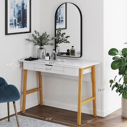 Nathan James Jacklyn Modern Home Office Writing Desk, White/Brown