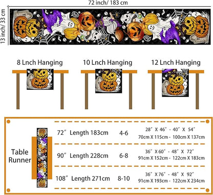 Halloween Table Runner Pumpkin Black Cat Halloween Table Runners 72 Inches Long Happy Halloween Boo Ghost Theme Decor for Kitchen Dining Table Home Party Decorations