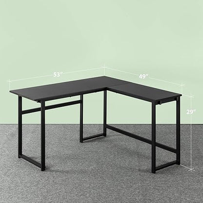 ZINUS Luke 53 Inch Black Metal Corner Desk / L-Shaped Computer Desk / Office Desk / Easy, Bolt Free Assembly