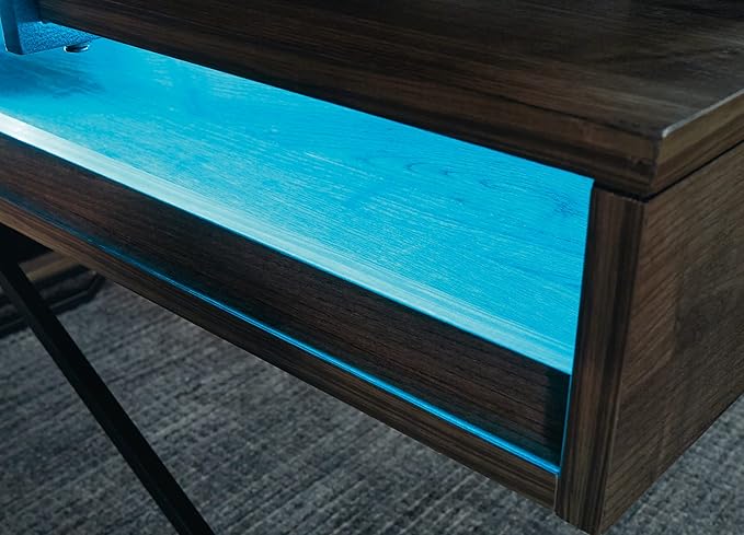 Signature Design by Ashley Barolli Home Office Gaming Desk with Multiuple LED Back Lights, Grayish Brown