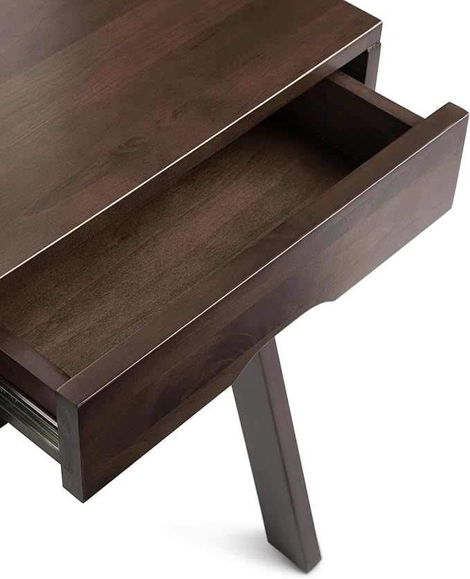 SIMPLIHOME Aleck SOLID WOOD 36 inch Wide Home Office Desk, Writing Table, Workstation, Study Table Furniture in Warm Walnut Brown with 2 Drawers