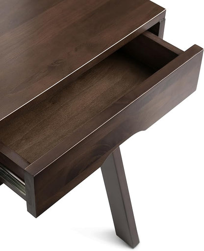 SIMPLIHOME Aleck SOLID WOOD 36 inch Wide Home Office Desk, Writing Table, Workstation, Study Table Furniture in Warm Walnut Brown with 2 Drawers