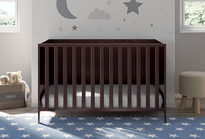 Graco Theo 3-in-1 Convertible Crib (Espresso) - GREENGUARD Gold Certified, Converts to Toddler Bed & Daybed, Fits Standard Full-Size Crib Mattress, 4 Adjustable Mattress Heights