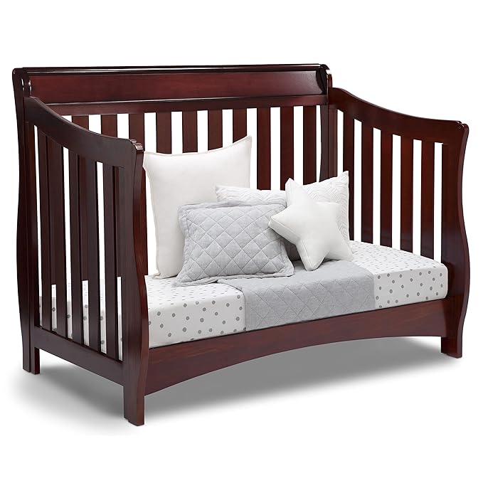 Delta Children Bentley S Series 4-in-1 Convertible Baby Crib, Black Cherry Espresso