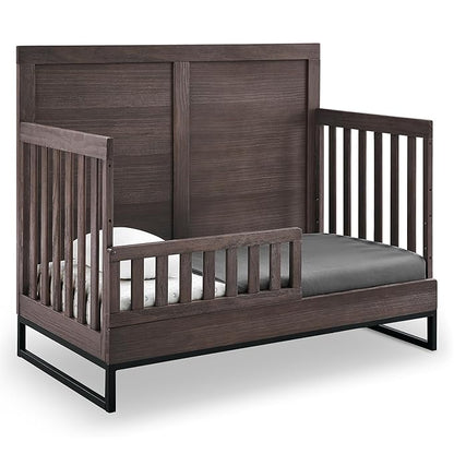 Simmons Kids Foundry 6-in-1 Convertible Baby Crib, Rustic Grey with Matte Black