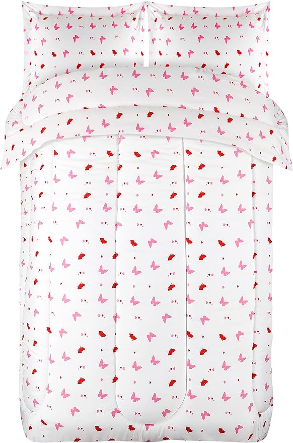 Utopia Bedding All Season Butterfly Comforter Set with 2 Pillow Cases, 3 Piece Soft Brushed Microfiber Kids Bedding Set for Boys/Girls, Machine Washable (Twin)