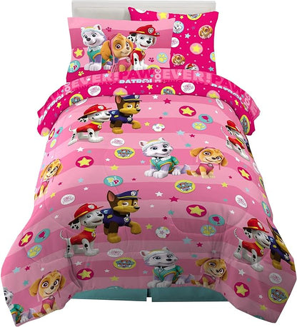 Paw Patrol Girls Kids Bedding Super Soft Comforter and Sheet Set with Sham, 5 Piece Twin Size, (100% Officially Licensed Nickelodeon Product) By Franco