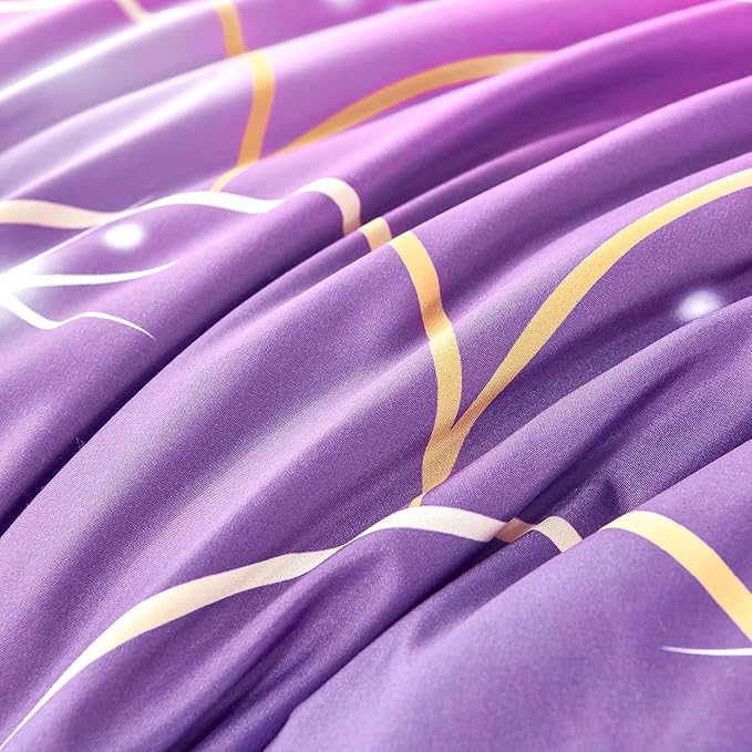 URBONUR Purple Glitter Comforter Set Full Size for Girls 6 Piece Bed in A Bag Comforter with Sheets Set, Gradient Pink Purple Sparkle Mermaid Fish Scales Bedding Comforter Set