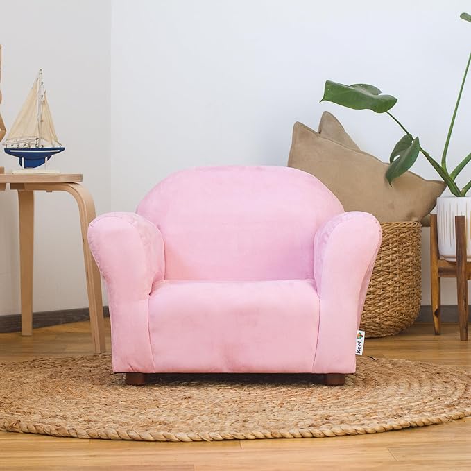 Keet Microsuede Children's Chair, 24x18x18 Inch (Pack of 1), Pink