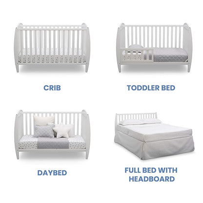 Delta Children Taylor 4-in-1 Convertible Baby Crib, Easy to Assemble, Sustainable New Zealand Wood, JPMA Certified, White