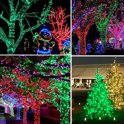 Dazzle Bright 2 Pack Total 400LED 132FT Green Christmas Solar String Outdoor Lights, St. Patrick's Day Solar Powered with 8 Modes Waterproof Fairy Lights for Patio Garden Tree Party Yard Decoration