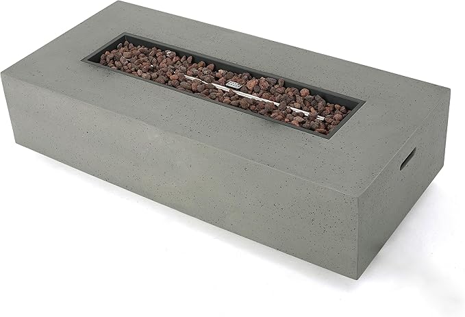 Christopher Knight Home Cape Coral Outdoor Chat Set with Fire Table, 5-Pcs Set, Khaki / Light Grey