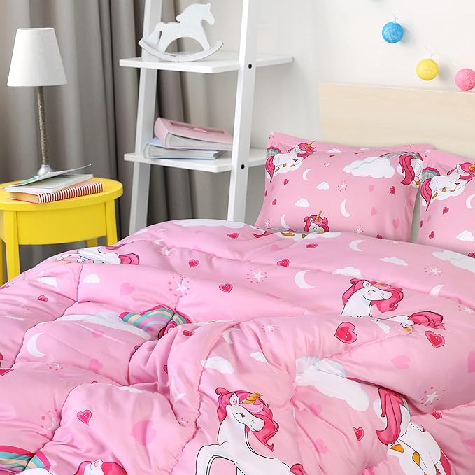 Utopia Bedding All Season Unicorn Comforter Set with 2 Pillow Cases, 3 Piece Soft Brushed Microfiber Kids Bedding Set for Boys/Girls, Machine Washable (Twin)
