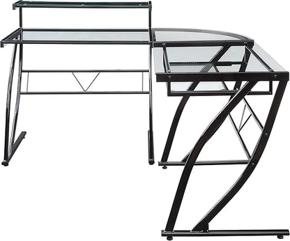 OSP Home Furnishings Constellation L Shaped Home Office Gaming Editing Desk, Black