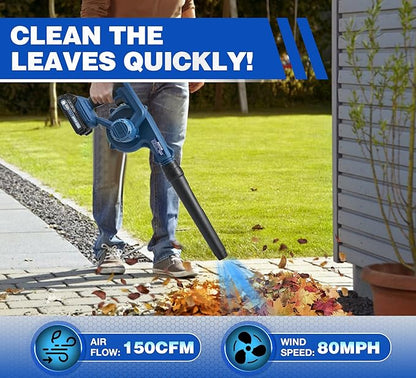 Cordless Leaf Blower with Battery and Charger,22V Lightweight and Efficient Battery Powered Blower,150CFM Portable and Compact Yard Blower,Rechargeable Motor Versatile Electric Blower