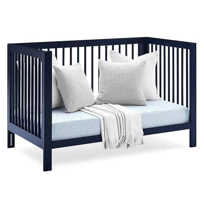 Delta Children babyGap Charlie 6-in-1 Convertible Crib + Brannan Bear Bookcase with Bins + Brannan Bear Wall Shelf with 4 Hooks, Navy (Bundle)