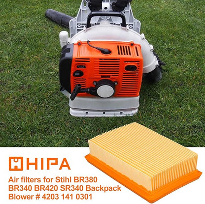 Hipa BR340 BR380 Air Filter for Stihl 4203 141 0301 BR340 BR420C BR380 BR420 BR 340 BR 380 BR340L SR340 SR420 Backpack Blower Parts 4203 141 0301 Filter Pack of 2