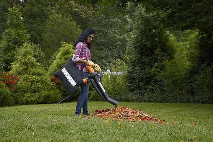 WORX WG509 TRIVAC 12 Amp 3-in-1 Electric Leaf Blower/Leaf Vacuum/Mulcher, Metal Impeller for Fine Mulching