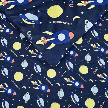 Mooreeke Bed in a Bag for Kids Girls Teens, 7 Pieces Full Size Comforter Bed Set with Shams, Sheet Set, Space Planet Blue Black Soft Microfiber Kids Comforter Bedding Set