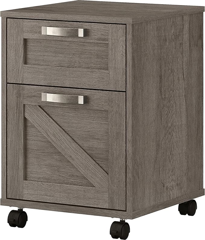 Bush Furniture Knoxville 2 Drawer Mobile File Cabinet, Rolling Document Storage for Home Office, Restored Gray
