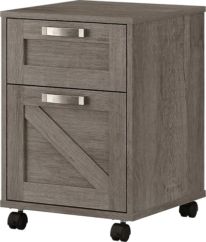 Bush Furniture Knoxville 2 Drawer Mobile File Cabinet, Rolling Document Storage for Home Office, Restored Gray