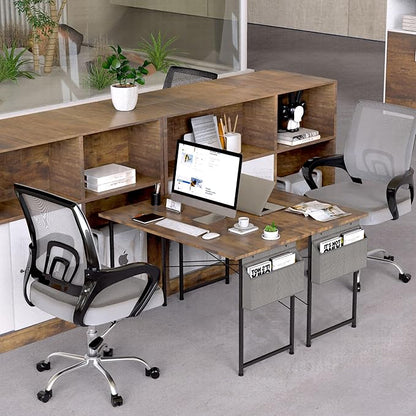HealSmart 32/40/47 Home Office Writing Small Desk, Modern Simple Style PC Table with Storage Bag, 47 Inch, Brown/47 inch New Version
