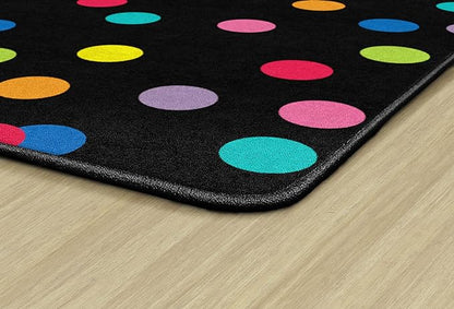 Flagship Carpets Schoolgirl Style Just Teach Rainbow Polka Dots Classroom Area Rug for Indoor Classroom Learning or Kid Bedroom Educational Play Mat, 5'x7'6", Multi