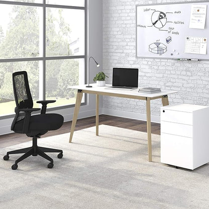 HON Basyx BSX55WPLTWH Modern Home Office Wood Computer Desk, 55", White