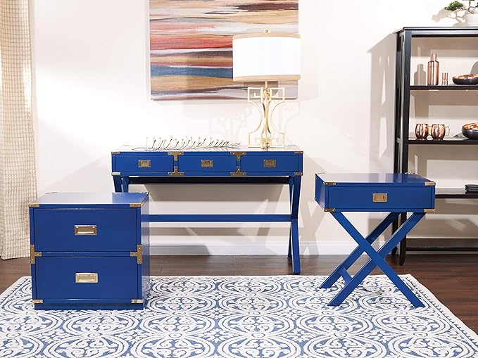 OSP Home Furnishings Wellington 2-Drawer File Cabinet, Lapis Blue