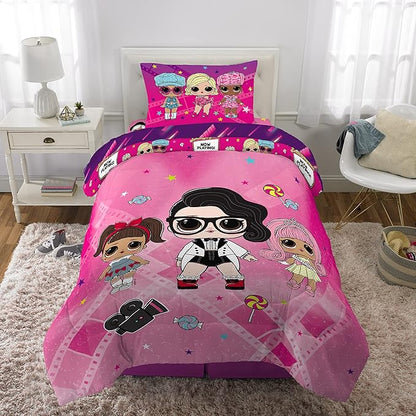 Franco Kids Bedding Super Soft Comforter and Sheet Set, 4 Piece Twin Size, LOL Surprise