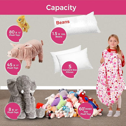 Aubliss Stuffed Animal Bean Bag Storage Chair (Pink Star, Medium (32''))