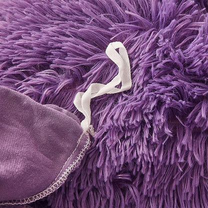 FOPPA Dark Purple fluffy Comforter Cover Set king- Ultra Soft fluffy Purple Bedding Sets 3 Pieces (1 Duvet Cover + 2 Pillow case) pink fluffy bed set (Dark Purple, King)