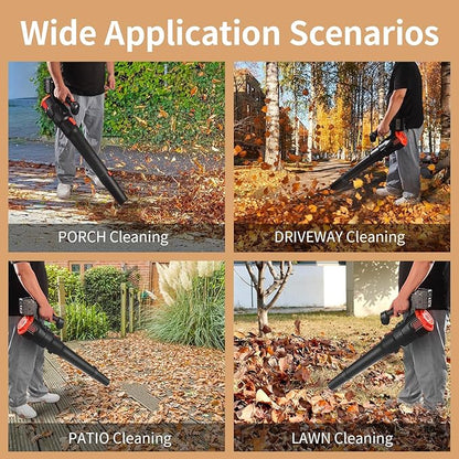 2024 Strong Power Leaf Blower Cordless, 500CFM 120MPH Leaf Blower with Battery and Charger, 20V 4.5Ah Battery Powered with Flat and Round Nozzles, for Lawn Care Yard Porch Driveway Patio Clean Snow