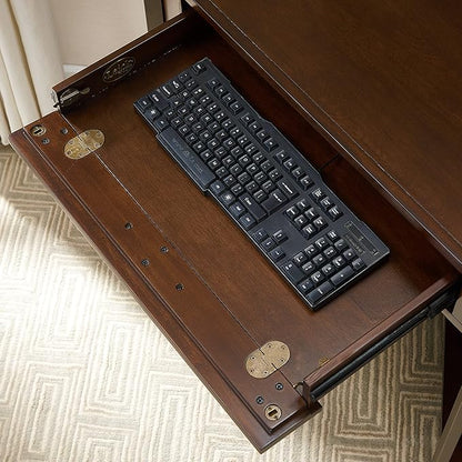 Leick Home Riley Holliday Computer Desk with Dropfront Keyboard Drawer, FURNITURE, Espresso/Gold