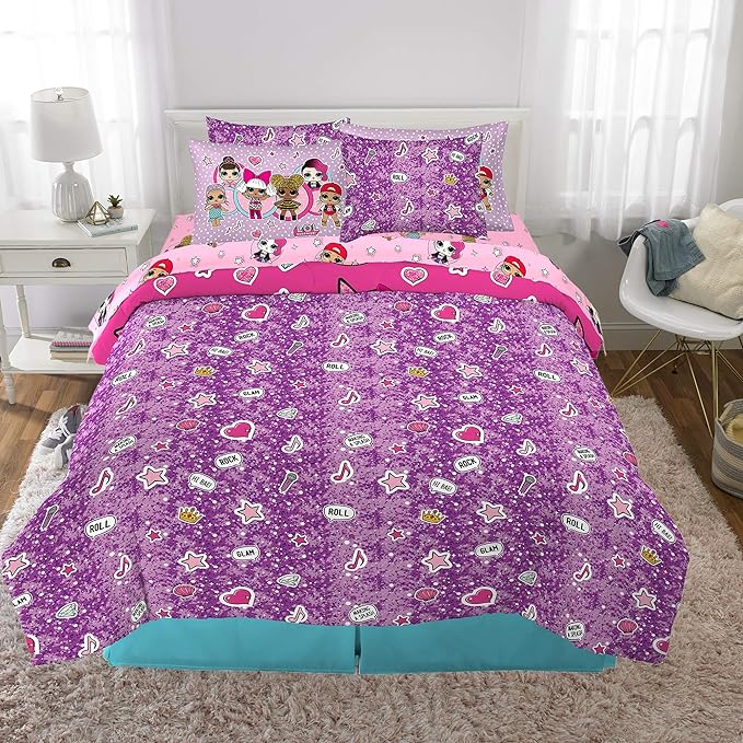 Franco Kids Bedding Super Soft Comforter and Sheet Set with Sham, 7 Piece Full Size, LOL Surprise