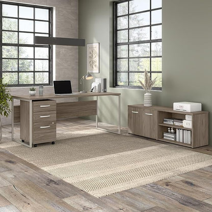 Bush Business Furniture Hybrid 72W x 30D Computer Table Desk with Metal Legs in Modern Hickory