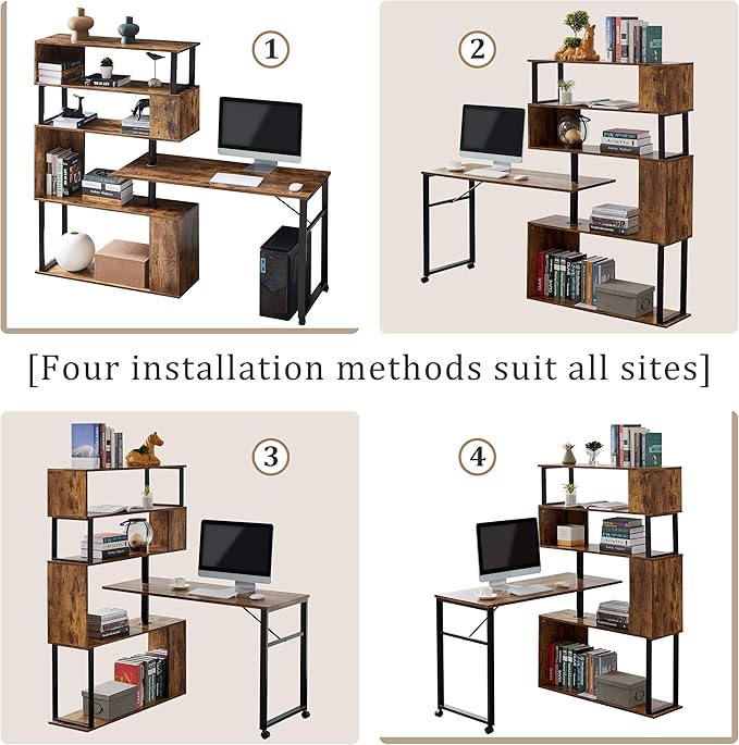 NicBex Laik-DW-00003-DX Desks, 47.2" W x 39.9" D x 60.2" H, Brown