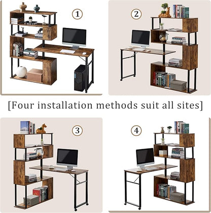 NicBex Laik-DW-00003-DX Desks, 47.2" W x 39.9" D x 60.2" H, Brown