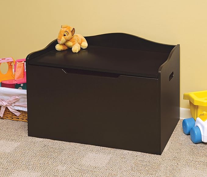 Badger Basket Kid's Wooden Toy Box and Storage Bench Seat with Safety Hinge - Espresso