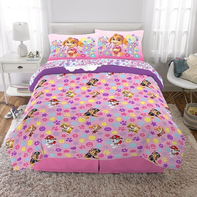 Franco Kids Bedding Super Soft Comforter and Sheet Set, 5 Piece Full Size, Paw Patrol Girls