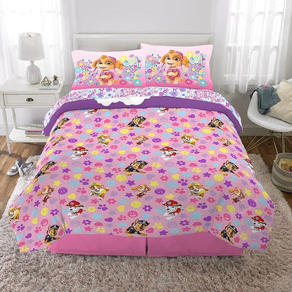 Franco Kids Bedding Super Soft Comforter and Sheet Set, 5 Piece Full Size, Paw Patrol Girls