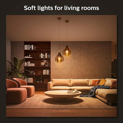Philips Hue Smart Light Starter Kit - Includes (1) Bridge and (4) 75W A19 E26 LED Smart White Ambiance Bulbs - Control with App - Compatible with Alexa, Google Assistant, and Apple HomeKit