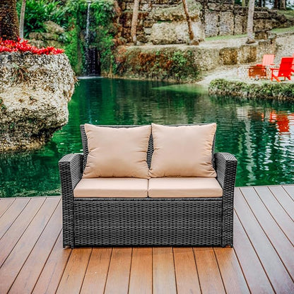 Nestl Wicker Outdoor Furniture Set - 4 Piece Patio Set (Grey/Beige)