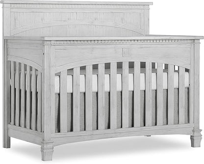 Evolur Santa Fe 5-in-1 Convertible Crib in Antique Mist, Greenguard Gold Certified, Features 3 Mattress Heights, Wooden Nursery and Bedroom Furniture, Baby Crib