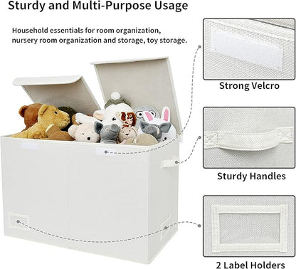 GRANNY SAYS Large Storage Bins with Lids, Foldable Storage Chest with Handles, Stuffed Animal Storage for Playroom, Living Room, Pearl White