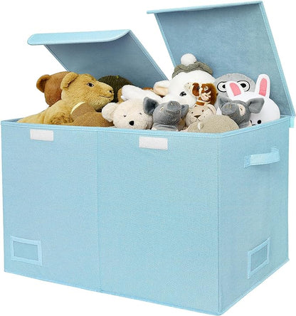 GRANNY SAYS Toy Chest with Lids, Foldable Toy Storage Organizer with Handles, Stuffed Animal Storage for Nursery Room Playroom, Living Room, Large Toy Box for Boys and Girls, Light Blue