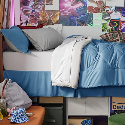 Bedsure Blue Twin XL Comforter Set - 5 Pieces Reversible Blue Bed Set Twin XL with Comforters, Sheets, Pillowcase & Sham, Blue Bedding Set for College