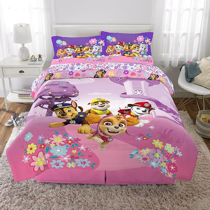 Franco Kids Bedding Super Soft Comforter and Sheet Set, 5 Piece Full Size, Paw Patrol Girls