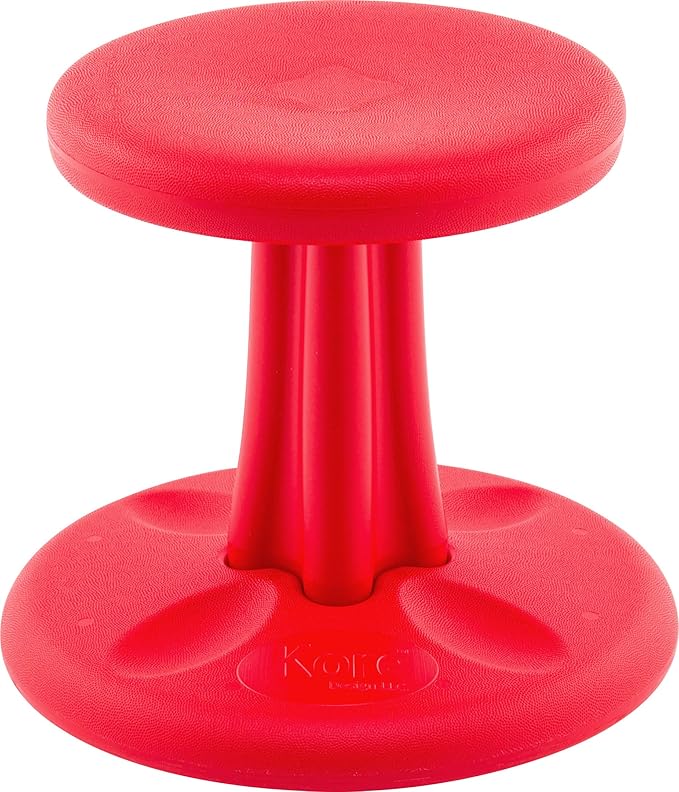 Kore Kids Preschool Wobble Chair - Flexible Seating Stool for Classroom, Preschool, Kindergarten & Elementary School - Age 4-5 yrs, Red (12in)